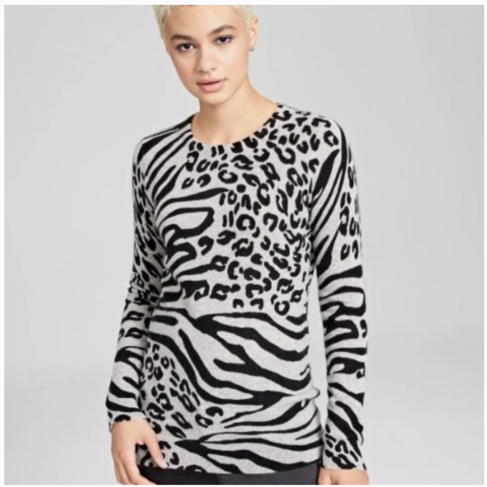 NWT Charter Club Luxury Cashmere Animal Print Sweater
